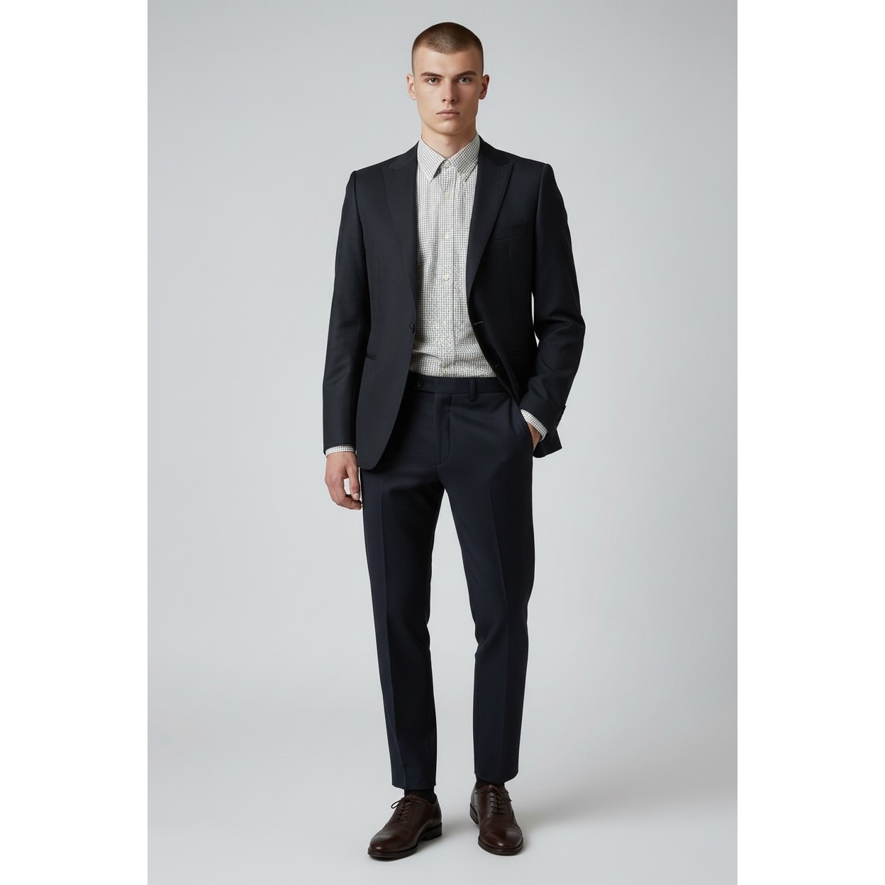 Ermenegildo Zegna Torin Black Houndstooth Wool Silk Tuxedo Sport Coat 38r Nwt